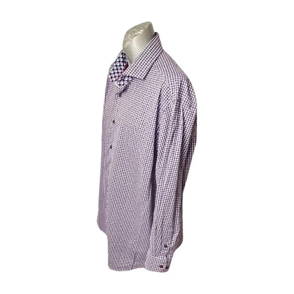 Daniel Hechter Business Casual Circles Pink Purple Men Shirt Sz 3XLT LS - Picture 2 of 10